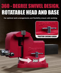 Beast Mode 8 Inch Bench Vise Boasting 360 Degree Swivel Base And 4 Inch Throat Depth delivers flexibility with position locking screw.