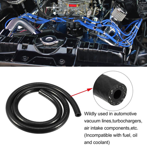 Silicone Vacuum Tubing Hose 8mm Inner Diameter 3.28ft Length For Automotive Vacuum Lines Turbochargers And Air Intake Water Compatible Black Hose High Temp Durability Flexible