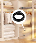 Matte Black Aluminum Ring Pulls 8 Pack Heavy Duty Single Hole Cabinet Knobs Inner Diameter 28mm Outer Diameter 41mm for wardrobes and drawers