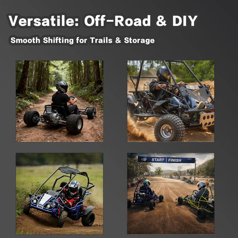 Go Kart Forward and Reverse Gearbox Kit with Thirty Series Torque Converter Transmission used in off-road scenarios