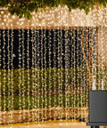 Outdoor Curtain Lights 20ft x 10ft With 600 LEDs Plug In Hanging String Lights For Bedroom Or Outdoor Wedding Backdrop Warm White Weatherproof IP44 Not Connectable Twinkle Lighting Mood