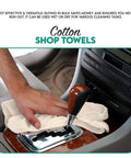 Man wiping car interior console with Cotton Shop Towels Pack Of 150 14 By 12 Inches White Reusable Shop Rags For Cars.