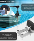 Transom Trolling Motor Mount For Kayaks And Small Boats Universal Fit For Flat Sterns With Easy Clamp On Installation shown in use on kayak