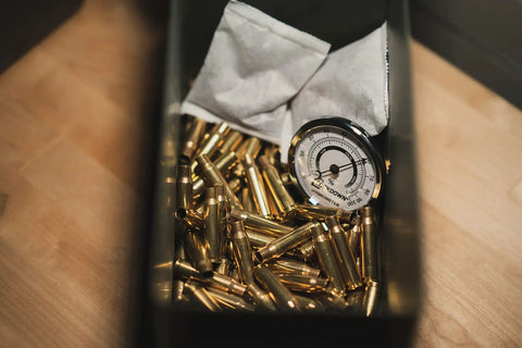 Large 2.75 Inch Hygrometer For Gun Vaults And Safes No Batteries Needed Humidity Monitor With Easy Read Dial Always On Moisture Control For Firearms And Valuables Simple To Mount And Use in a safe with brass cartridges