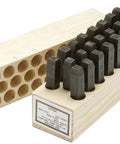 Pro Grade Heavy Duty Steel Stamp Letter Set 27-Piece, 1/32 Inch Character Size in wooden holder