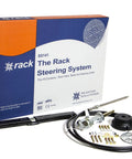 Back Mount Rack Steering System For Boats With Fifteen Foot Cable Kit Four Turns Lock To Lock Includes Helm Ninety Degree Bezel Rugged Hardware Standard Three Quarter Inch Shaft Stainless Cable Ends Fits Sterndrive Boats Up To Sixteen Inch Wheel with packaging and components