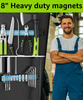 Modular Power Tool Organizer Wall Mount Garage Shelf With Four Tiers showcasing tools held by heavy-duty magnets.
