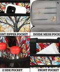 Insulated Picnic Backpack Lunch Bag For Women And Men Colorful Trees Design showing pockets and compartments