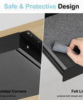 Undermount black under-desk drawer corner and felt liner detail, part of the Under Desk Drawer With Full Extension Ball Bearing Slides 20.1 Inch