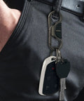 Heavy Duty Keychain With Quick Release Double Carabiner Clip Built Tough For Everyday Carry, D Ring And Key Rings Belt Loop Key Holder In Black Nickel Finish, Durable Zinc Alloy Key Clip For Daily Use on belt loop