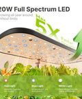Indoor Hydroponic Garden System Kit With 12 Pods And 20W LED Grow Light shown with colorful LED array and plant growth.