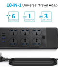 High Power 3000W USB Power Strip With Four USB Ports Including One USB C 6Ft Heavy Duty Extension Cord 110 240V