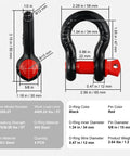 Half Inch D Ring Shackle 4 Pack Alloy Steel 17637 Lbs Break Strength Eight Ton With Five Eighths Screw Pin Heavy Duty Off Road Recovery Shackle Towing Accessory For Jeep And Truck Black detailed size chart