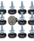 Adjustable Furniture Leg Levelers With High Density Felt Pads To Squash Wobbles And Shield Floors 5/16 Inch Thread 1.5 Base 12 Pack