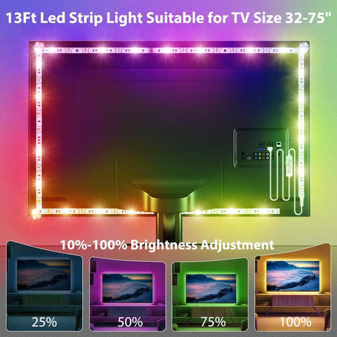 Epic 100Ft RGB LED Strip Lights With App Control Remote And Music Sync for Bedroom lighting setup on TV with color settings