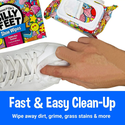 Bubble Gum Scented Shoe Cleaner Wipes For Sneakers White Shoes Leather Canvas And More Two Packs Of Thirty Quick Clean Wipes