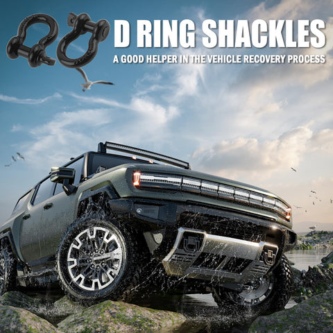 Heavy Duty Two Pack Half Inch D Ring Shackles With Five Eighths Inch Pins Eight Ton Breaking Strength And Two Ton Working Load