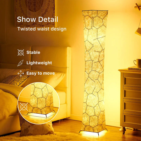 52 Inch Dimmable Floor Lamp With Twin 12W LED Bulbs Delivering 2400 Lumens, Adjustable 3 Level Brightness, in cozy bedroom