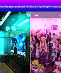 ZigBee 3.0 Smart Retrofit Recessed Lighting 5″,RGBWW LED Downlight 1 Pack illuminating a vibrant party setting.