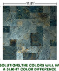 Peel And Stick Metal Backsplash Tiles For Kitchen Walls, aluminum mosaic, 11.81 inches, dark gray with brown accents.