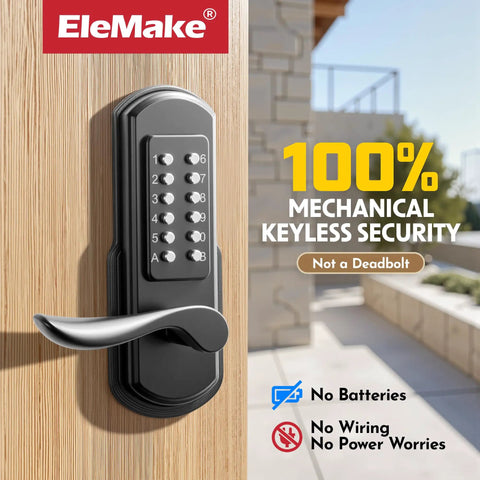 Mechanical Door Lock With Handle Keypad Entry Left Handed Lever Lock For Single Hole Doors Keyless Access Not Deadbolt Easy Install