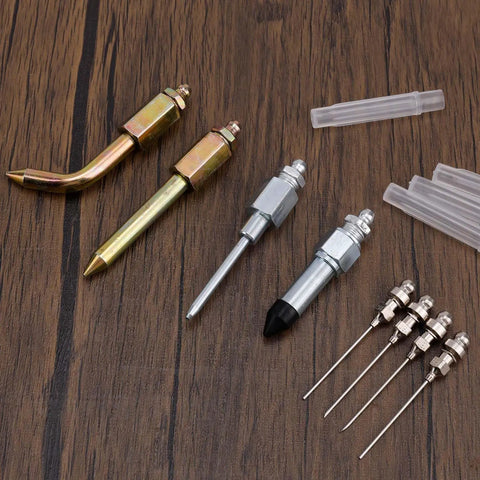 Grease Gun Accessory Kit With 4 Pro Grade Nozzles And Dispenser Straight And Bent Needle Attachments Flat And Sharp Tip Nozzles Rubber Adapter