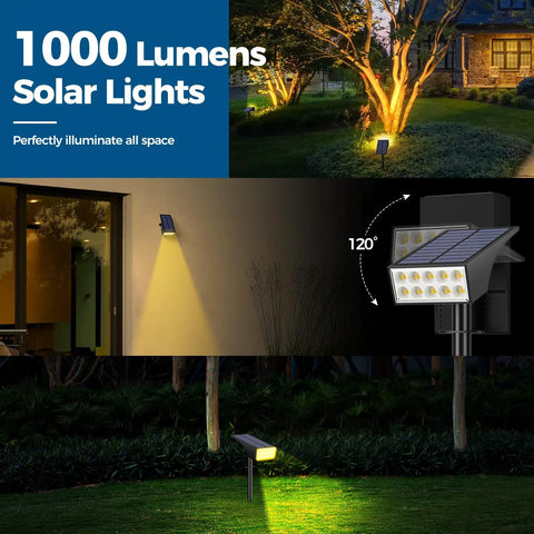 12 Pack Outdoor Solar Spotlight Lights IP65 Waterproof, Ultra Bright 800 Lumens, 30 LEDs, 4 Modes, Dusk To Dawn setup