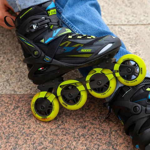 Helium II TIF Inline Skates For Men With Lightweight Breathable Build, Adjustable Fit, Four 84Mm Wheels, Easy Entry System, Memory Buckle And Fast Lacing, Invisible Frame, Black Lime, Size 10