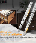 Five Pairs Twenty Inch Full Extension Drawer Slides Side Mount Ball Bearing Heavy Duty 100 Lb White Finish for dresser
