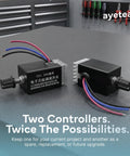 Stepless DC Motor Speed Controller For 12V And 24V Systems With 10A PWM Variable Regulator And Smooth Rotary Dial Easy Install Replacement For Broken Factory Switches Panel Mount Drive Controller For RC Cars Robotics And DIY Projects, two units with wires