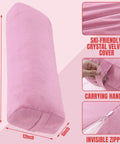 Rectangular Yoga Bolster Pillow For Restorative Yoga And Meditation, Plush Meditation Cushion With Carry Handle, 27 X 10 X 6 Inches, Pink Crystal Velvet Cover, Durable Foam Blend For Deep Relaxation And Cozy Support. Pink rectangular yoga bolster pillow with carry handle, 25in x 12in x 6in