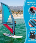 Dope Inflatable Wing Surfing Kit For Water Sports With 2.2 Square Meter Blue Wing Shaped Board and safety features on the beach