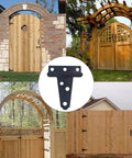 6-Pack Heavy Duty 2 Inch T-Strap Hinges In Black Rustic Iron used on wooden gates and fences; outdoor installation examples