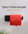 Matte Black Wall Mounted Toilet Paper Holder Stainless Steel SUS304 Rustproof Bathroom Accessory with red roll and text