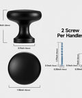 Slick Matte Black Cabinet Knobs Paired With Heavy Duty Smooth Glide Drawer Pulls 25 Pack Built Like A Tank Solid Zinc Alloy 1 Point 2 Inch Profile specifications shown.