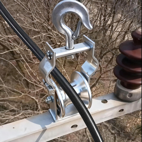 Heavy Duty Cable Pulley Set With Cast Aluminum Wheel For Smooth Cable Feeding, Wear Resistant, Dual Fixing Methods