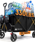 Collapsible Wagon With 330 Lbs Capacity, Extra Large 200L Cargo Space, Heavy Duty Folding Cart With All Terrain Wheels, filled with items