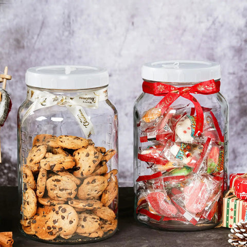 2 Pack 1 Gallon Fermentation Jars With 3 Airlocks And 2 Screw Lids holding cookies and candies, wide mouth glass jars