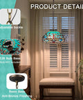ARTZONE Antique Tiffany Pendant Light Fixture Stained Glass Hanging Lamp with adjustable buckle and resin base details.