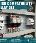 2 Pack JQX-13FL 220V AC DPDT Electromagnetic Power Relay With Base And 100mm DIN Rail Mount, 8 Pin, 10A 250VAC Or 28VDC, LED Indicator, Aluminum Slotted Rail Housing in control panel