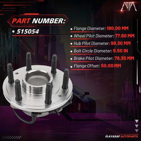 Two Wheel Drive 2 Pack Front Wheel Hub Bearing Assembly For Chevy Silverado 1500 Tahoe Yukon Escalade Suburban Express Savana 1500 1999 2013 Fits Front Left Or Right Wheel 2WD Only, shown with dimensions.
