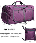 Heavy Duty Foldable Travel Duffel Bag 60L Waterproof Water Resistant Large Capacity for beach trips, gym, and sports, shown folded and unfolded.