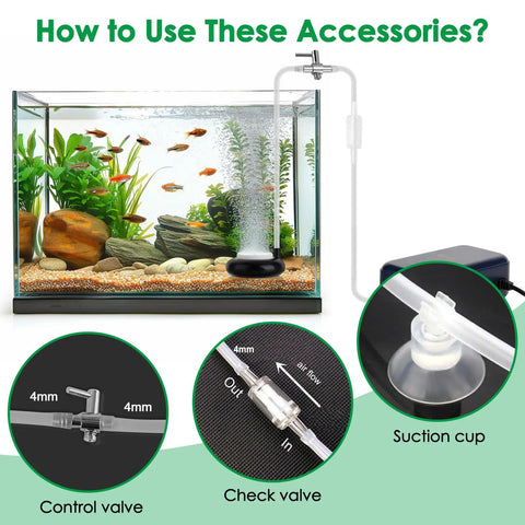 2 Inch Nano Air Stone Disk Kit For Aquarium Bubbler With Control Valve, Check Valve, And Suction Cups Ultra Fine Bubbles For Higher Dissolved Oxygen 