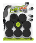 Packaging of 16 non-slip furniture pads floor grippers, 2 inch round black protectors for sofas, tables, chairs, home improvement.