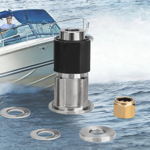 Flo Torq SSR HD Hub Kit Replacement For Mercury Outboard Motors 200-400 HP shown with washers and boat backdrop