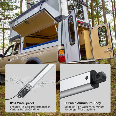 IP54 Waterproof Ultra Compact 12V Mini Linear Actuator with durable aluminum body for reliable garage upgrades.
