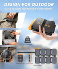 Ultra Portable 25W Solar Panel Charger With Quick Charge USB A And USB C Ports Lightweight Foldable Design With Carabiner Clip