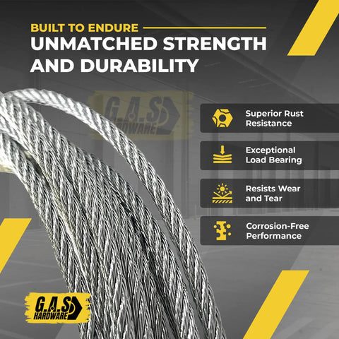 Heavy Duty Garage Door Torsion Spring Drum Cable Kit for 7 Foot Doors steel wire close-up showing durability features