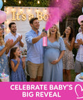 Sick Vibes Pink Smoke Bomb Powder Spray Launcher Kit For Outdoor Raves And Festivals Featuring Hella Biodegradable Color Burst and Super Quick Cleanup used at baby reveal party.