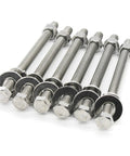 Four-Set 3/8-16 X 4 Stainless Steel Hex Head Bolts With Nuts, Flat And Lock Washers, 18-8 304 Stainless, Fully Threaded, Heavy Duty Fastener Kit